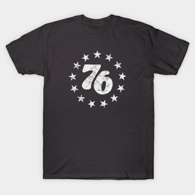 76 - Star Design (Worn White on Asphalt) T-Shirt by jepegdesign